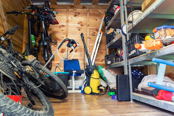 cleaning a decluttered garage